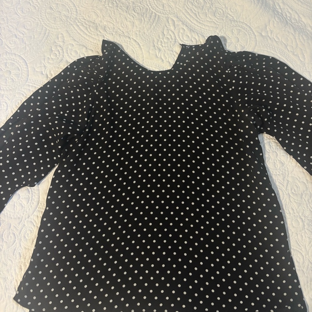 White House Black Market Black and White Polka Dot Blouse